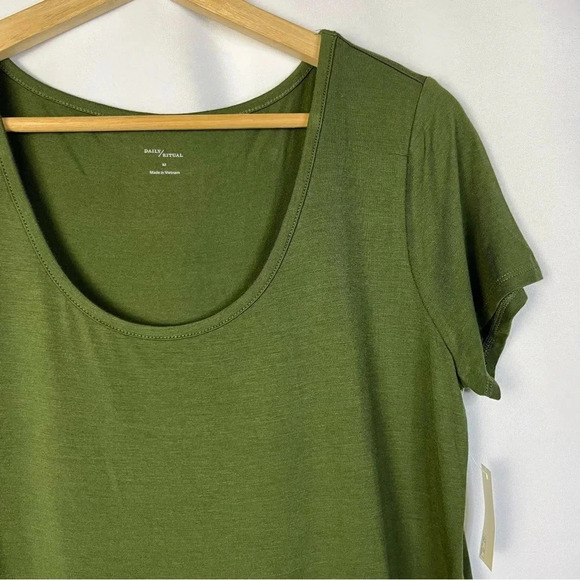 Daily Ritual Olive Green Scoop Neck Short Sleeve T-Shirt M - Picture 5 of 5